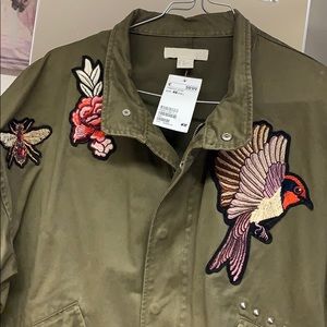 H&M Small Olive Green Patch Snake Bird Spikes